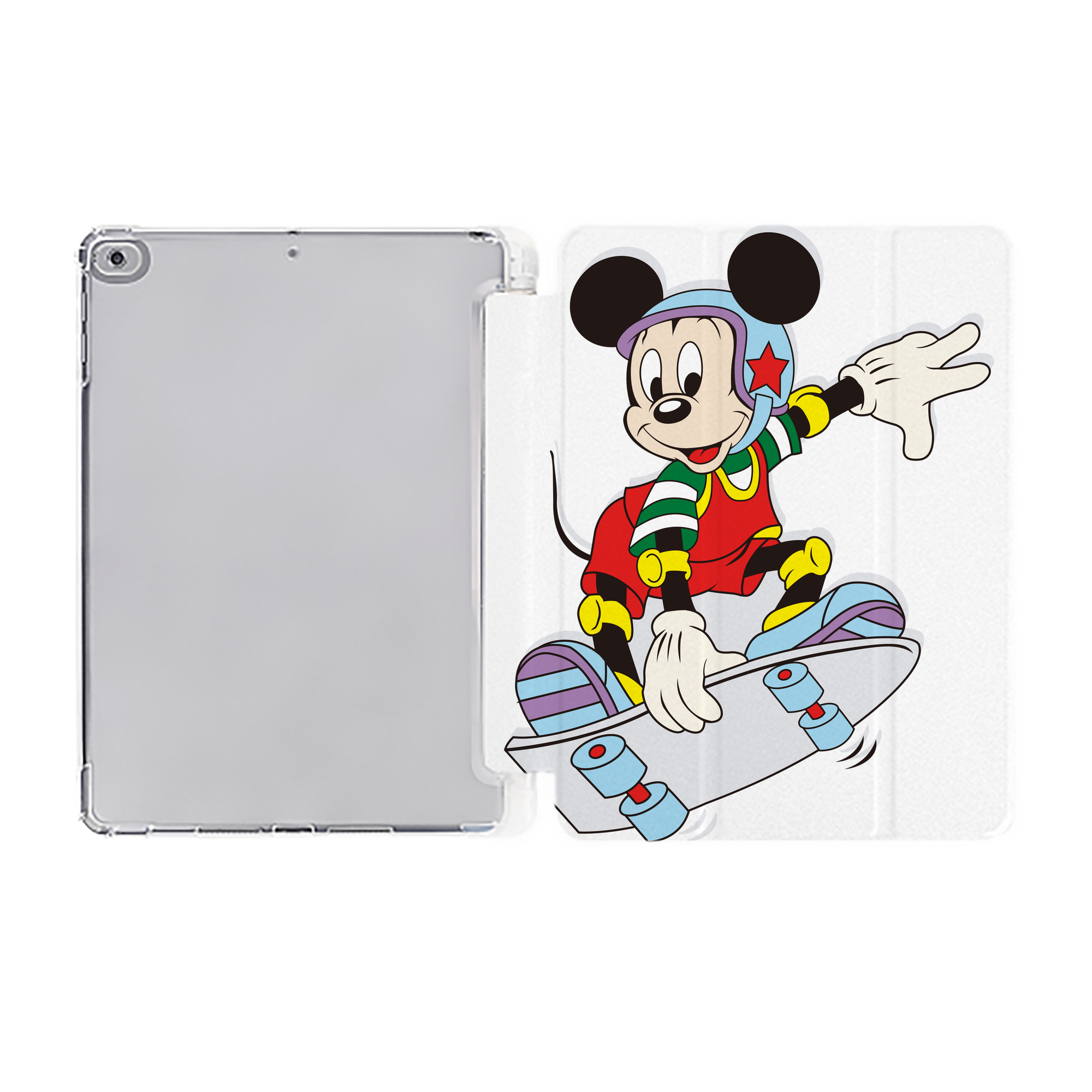 （画像用） ミッキーマウス Mickey Mouse IPad ケース ペン収納付き 三つ折りスタンド PUレザー×シリコン 対応機種9.5/10.5/10.9インチ
